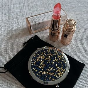 NEW 2pc Mirror Compact 2 sided + Flower Jelly moisture Lipstick Color Change